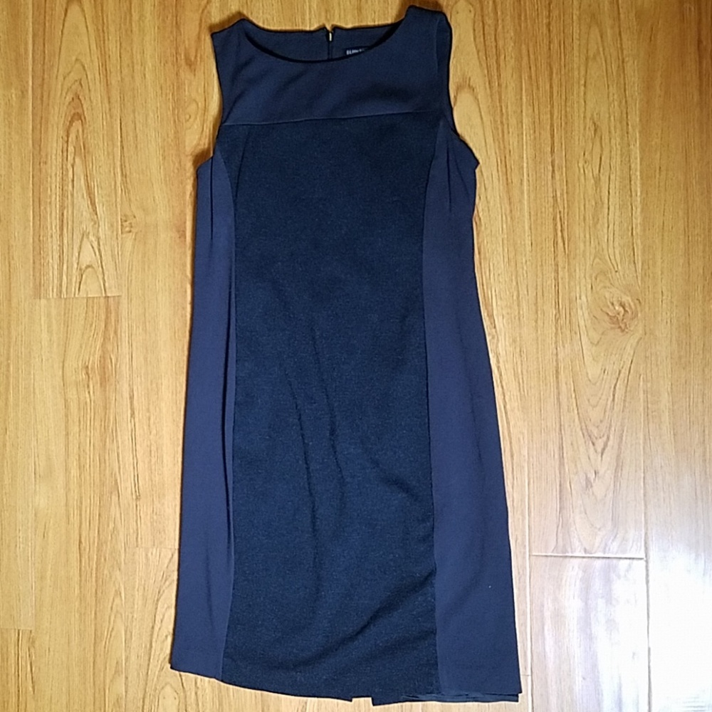 Eileen Fisher Black Gray Silk Sheath Dress 6 - Picture 4 of 8
